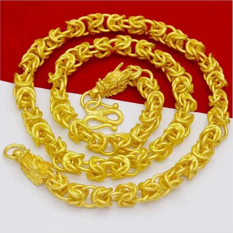 霸气款龙头布纹项链