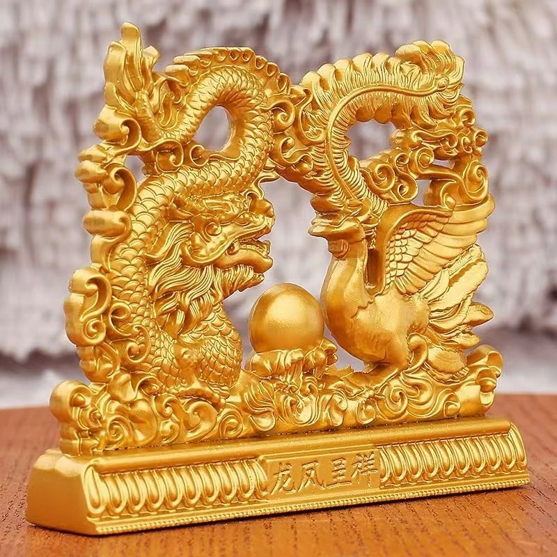龙凤呈祥摆件祝福家居中式客厅玄关装饰品工艺品桌面摆件乔迁礼品