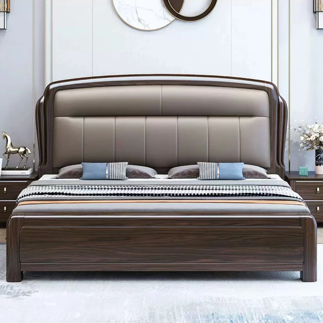 【敷衍专属】紫金檀1.5实木床软包现代简约中式家具主卧家用大床