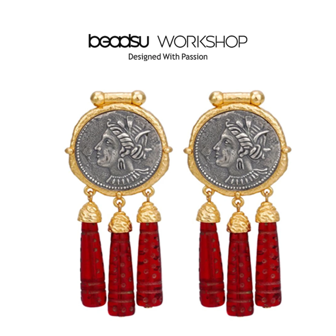 铜合金耳饰 beadsu workshop 诸神系列-丰收 古币流苏耳环 WE3118