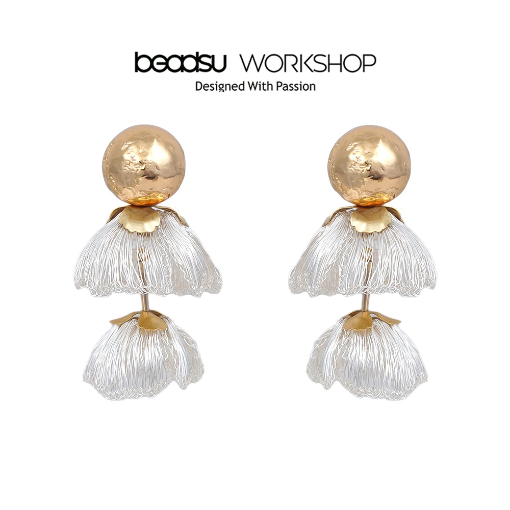 铜合金耳饰 beadsu workshop 双层杜英花耳环 耳针款 WE3187