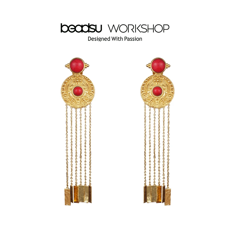 铜合金耳饰 beadsu workshop 喜马拉雅藏饰流苏耳环耳夹款 ME166