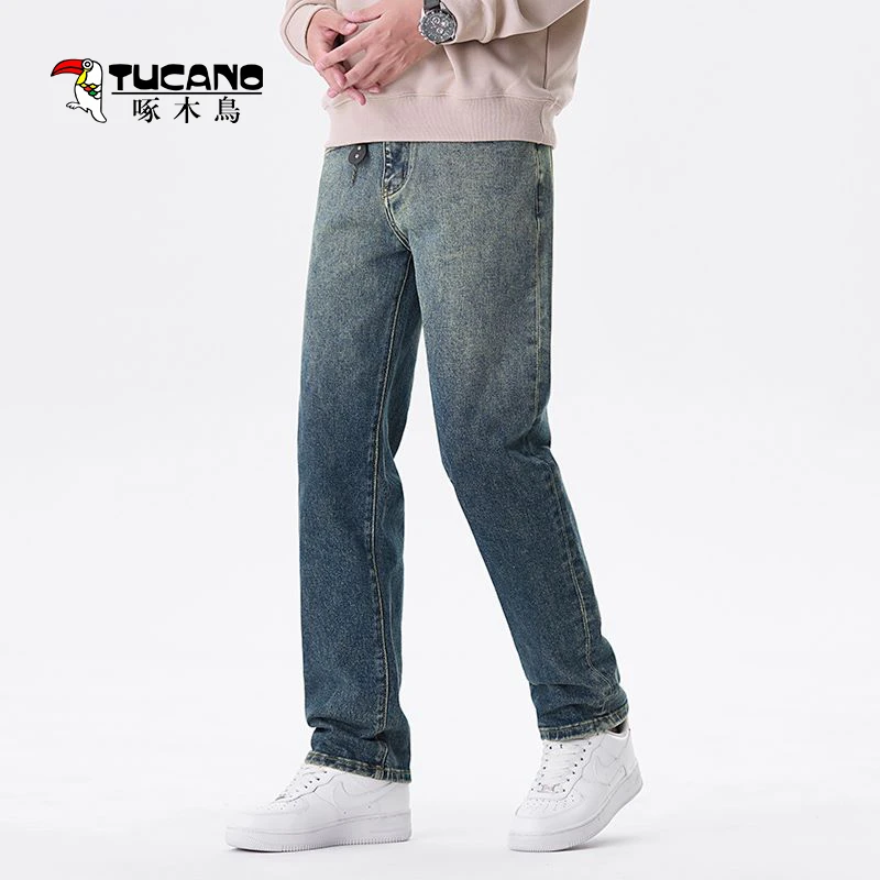 TUCANO/啄木鳥百搭牛仔直筒裤舒适上身帅 春秋宽松修身款弹力1018