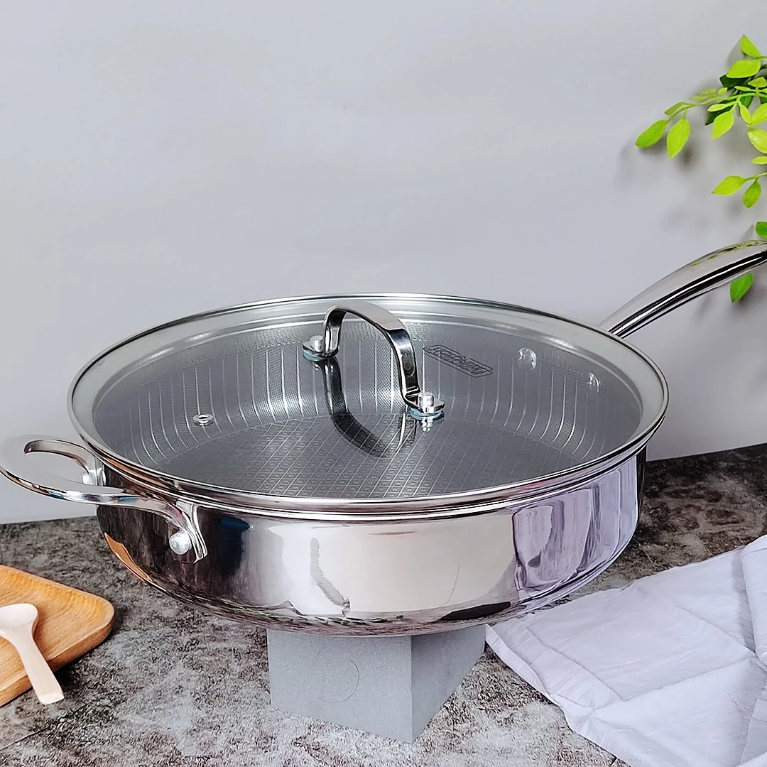 【品牌高货】山姆超市同款煎炒锅煎锅平底锅加深煎锅蜂窝锅不挑灶