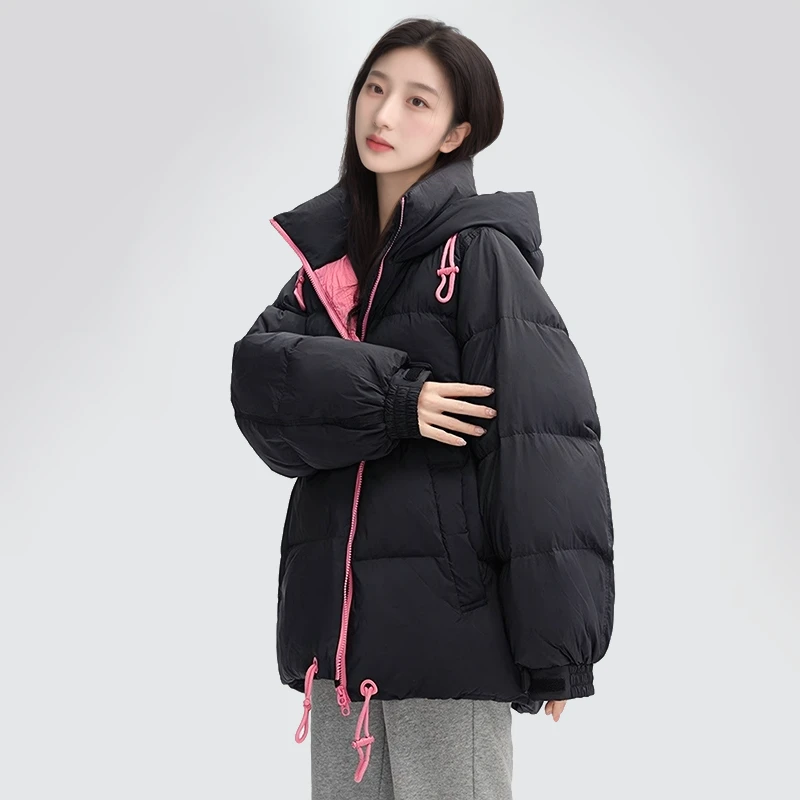 YPUT冬季撞色时尚通勤连帽宽松羽绒服YHF211413G