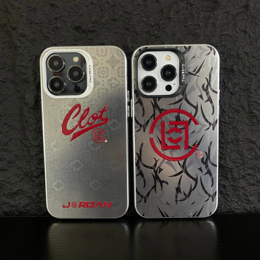 暴力熊潮牌CLOT丝绸iphone15适用苹果手机壳14promax复古13创意新