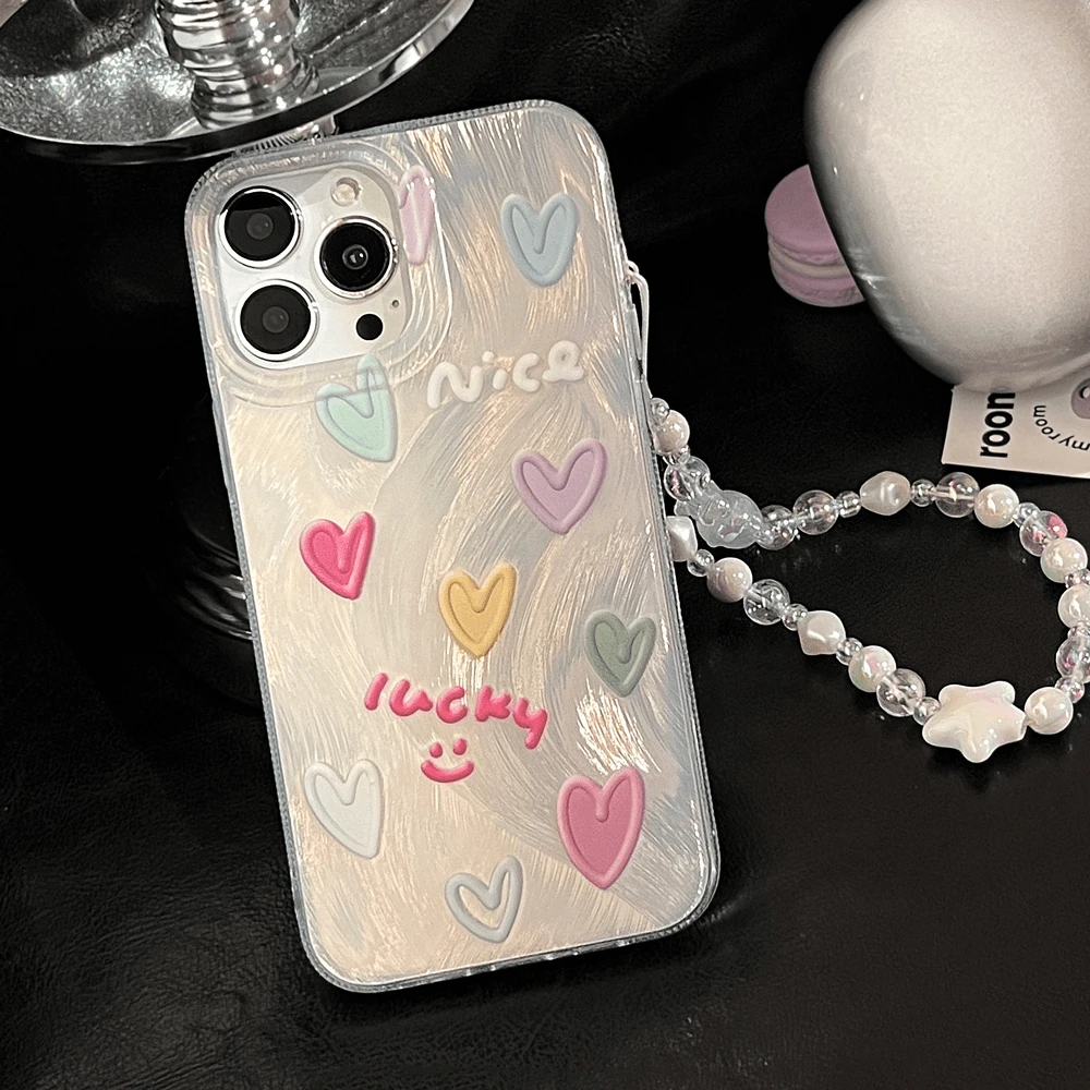 新款爱心羽纱手机壳适用苹果15少女13可爱14创意16高档11防摔外壳