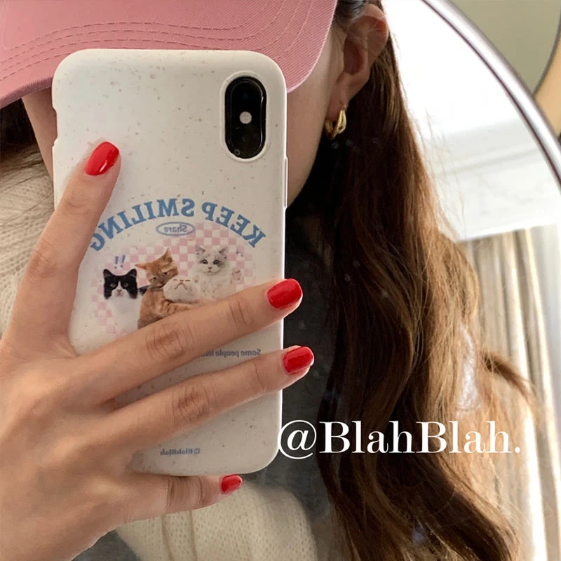 BlahBlah原创ins可爱猫咪适用苹果13手机壳iPhone12promax降解适