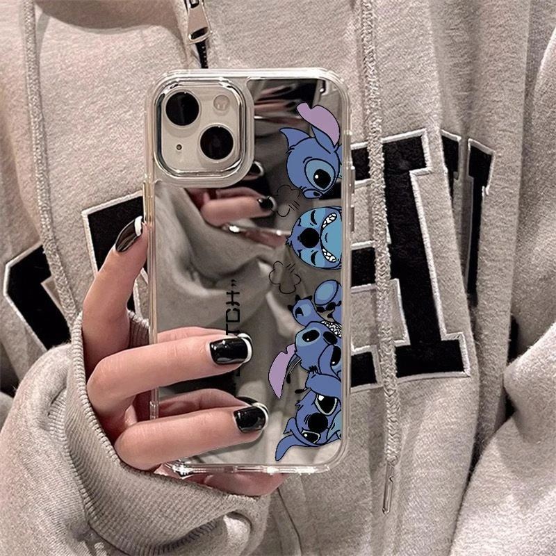 愤怒史迪仔15手机壳16适用苹果14镜面13promax12小众11镜子xs可爱