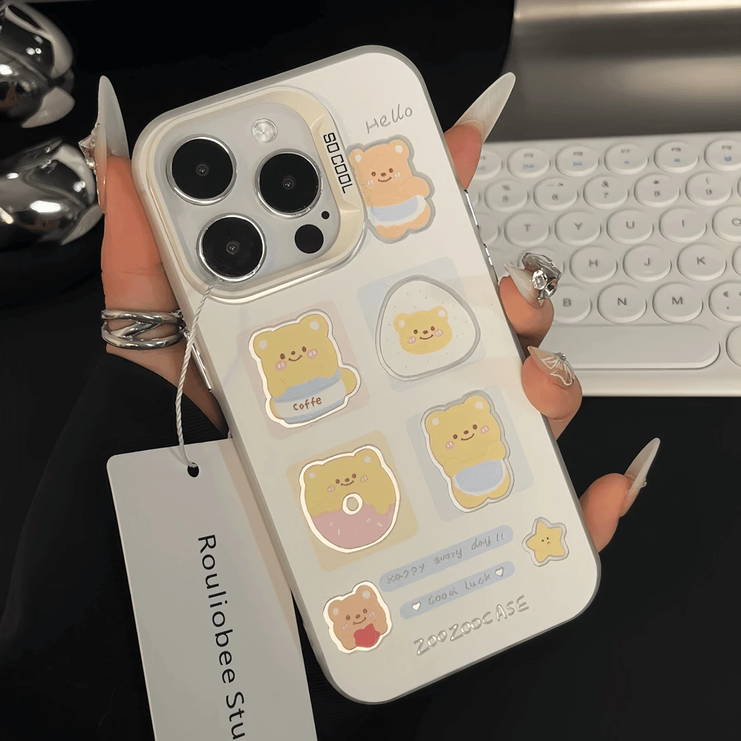 黄油小熊适用苹果手机壳15promax新款14plus创意13包邮高档16外壳