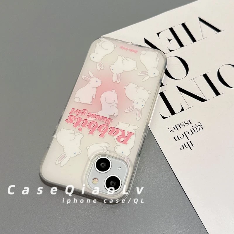 可爱小兔子适用苹果14Promax手机壳13新年12新款11小众xs透明全包