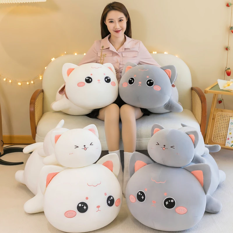点砚可爱趴款小猫毛绒玩具公仔布娃娃玩偶女生睡觉抱枕超软喵咪猫