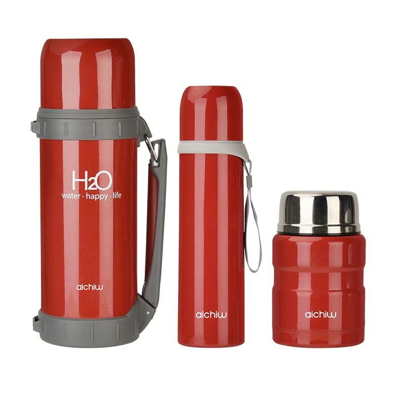 国货品牌水韵时尚高颜值居家商务304不锈钢保温杯焖烧罐三件套