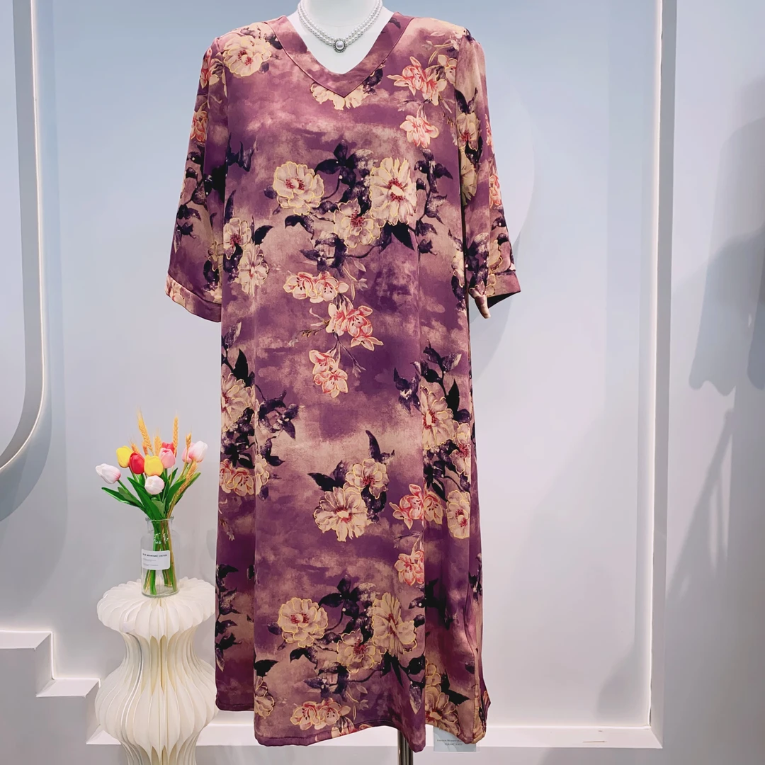 1880.《粉丝专享》时尚半袖遮肚子宽松百搭气质连衣裙