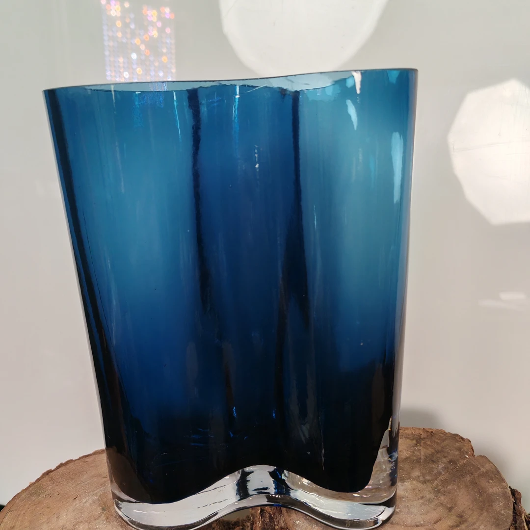 现代简约蓝色玻璃花瓶摆件桌面鲜花芍药玫瑰水培装饰品