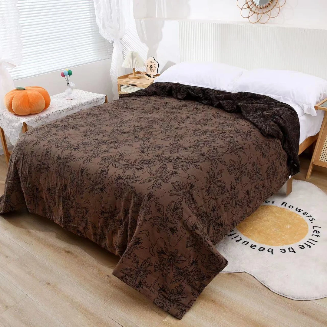 【知画棕咖冬被】200*230cm中古老钱风浮雕设计款双人被亲肤床品