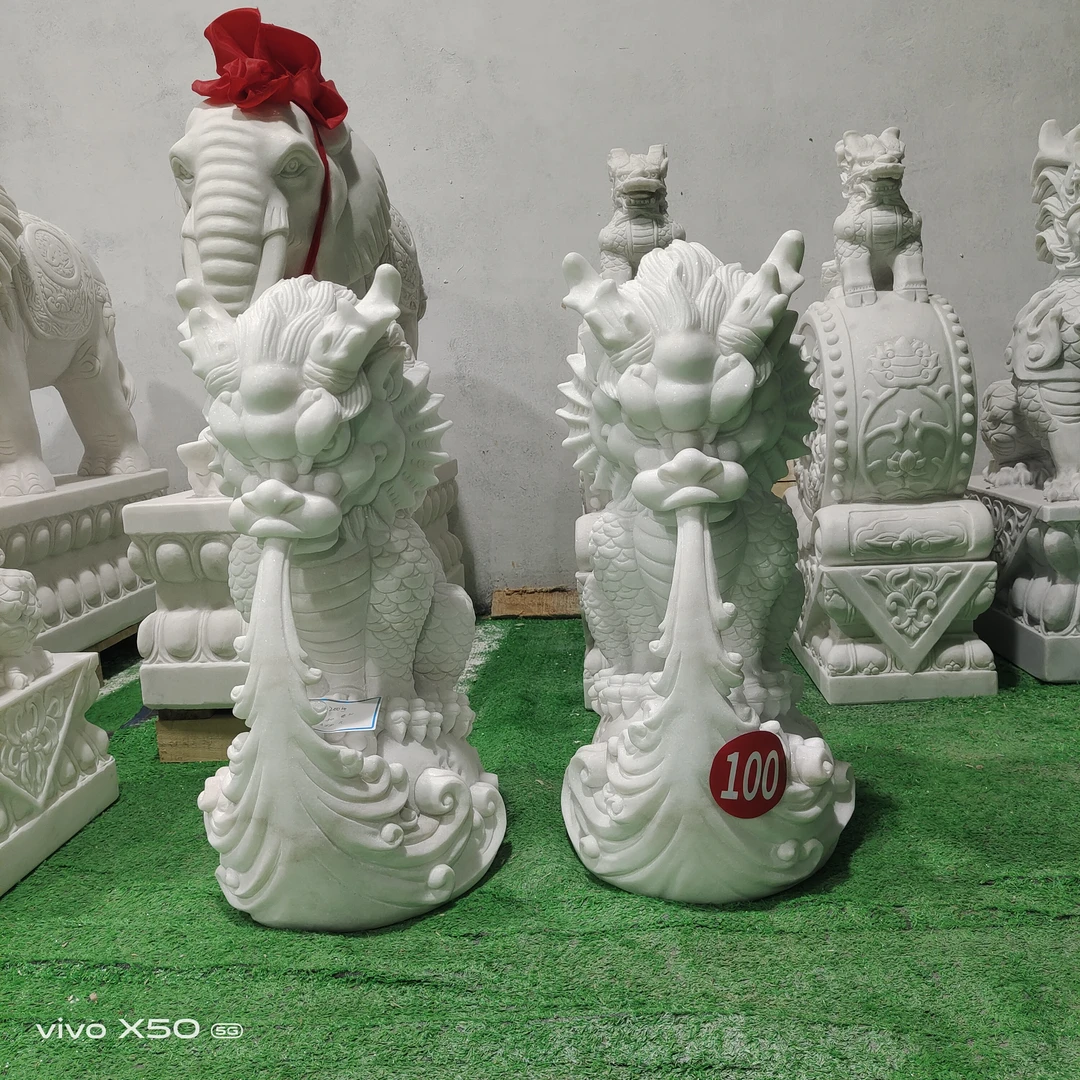 石雕镇水兽吸水兽汉白玉青石头吸金兽蚣蝮吸财看门避水兽摆件定金