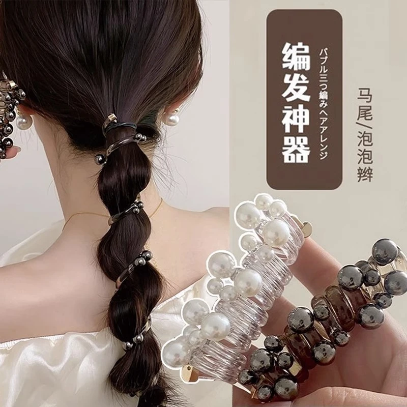 2024潮款头绳网红爆款气质泡泡编发绳扎辫子电话线时尚洋气发饰女