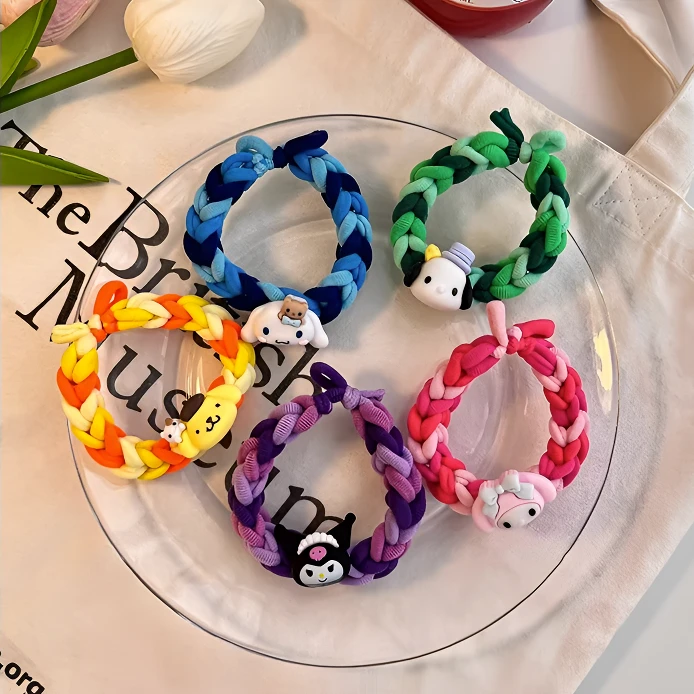三丽鸥手工diy编制发圈手绳送女友可爱情侣手链库洛米发绳送闺蜜