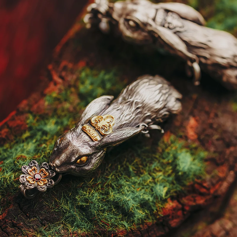 VULCAN/伏尔甘 吊坠925银莫桑石 包金幸运兔脚