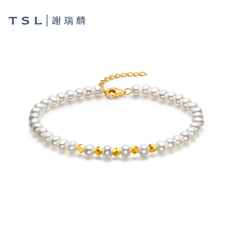 【宠粉日】TSL谢瑞麟小确幸系列珍珠黄金手链蹦迪珠五金女孩XK656
