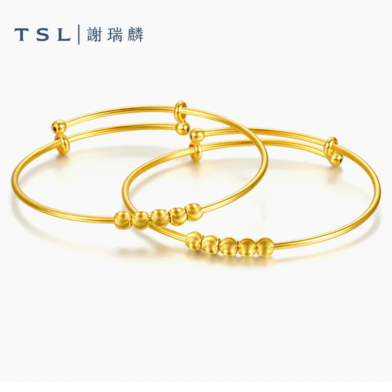 TSL谢瑞麟黄金手镯宝宝款足金金珠手镯宝宝女YS595(工费600元)