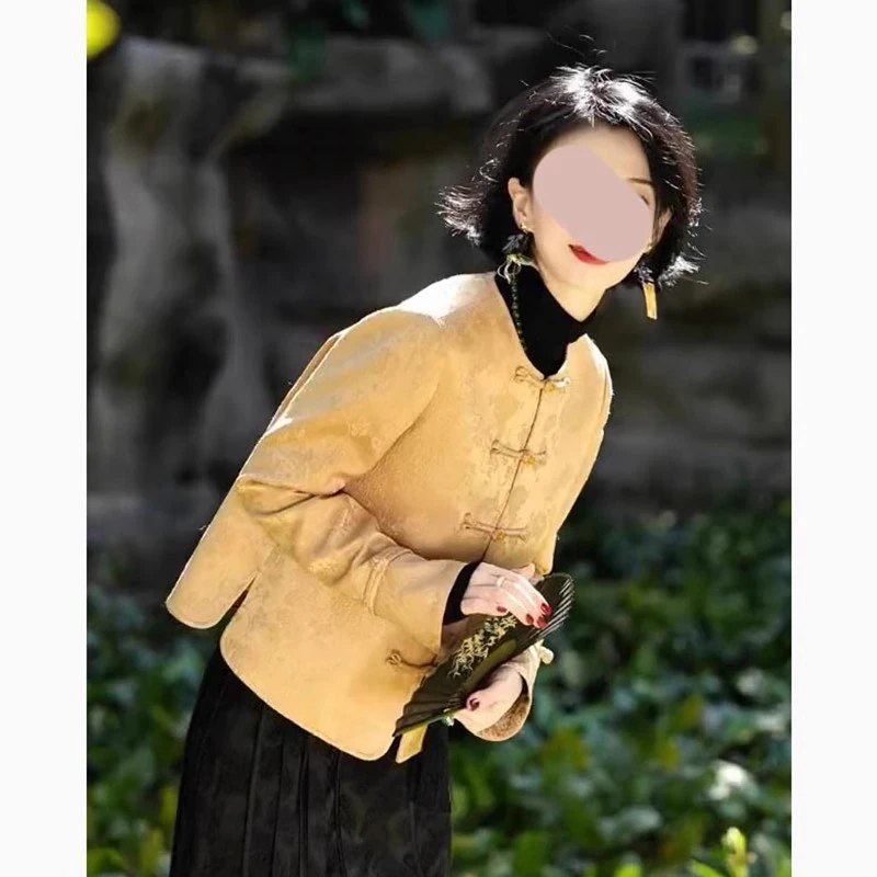 高级感小众设计复古新中式中国风上衣2024春秋新款唐装盘扣外套女