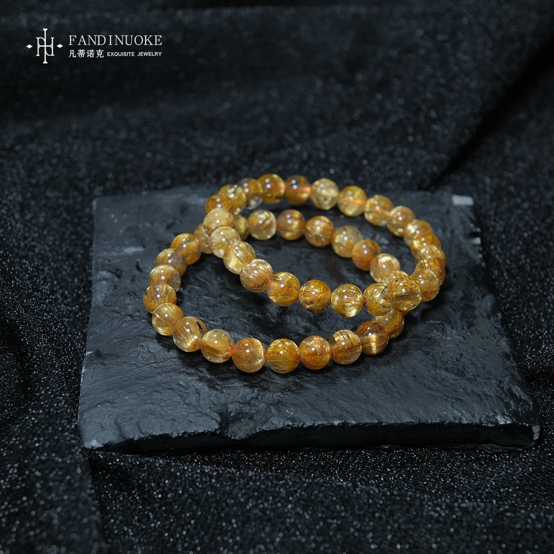 【加加专属】24 MJ0575-黄昏丨满发金发晶手串-多样性发一件-7mm➕