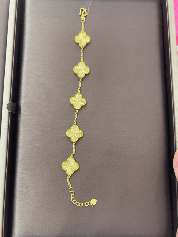 足金999 厚板四叶草手链
