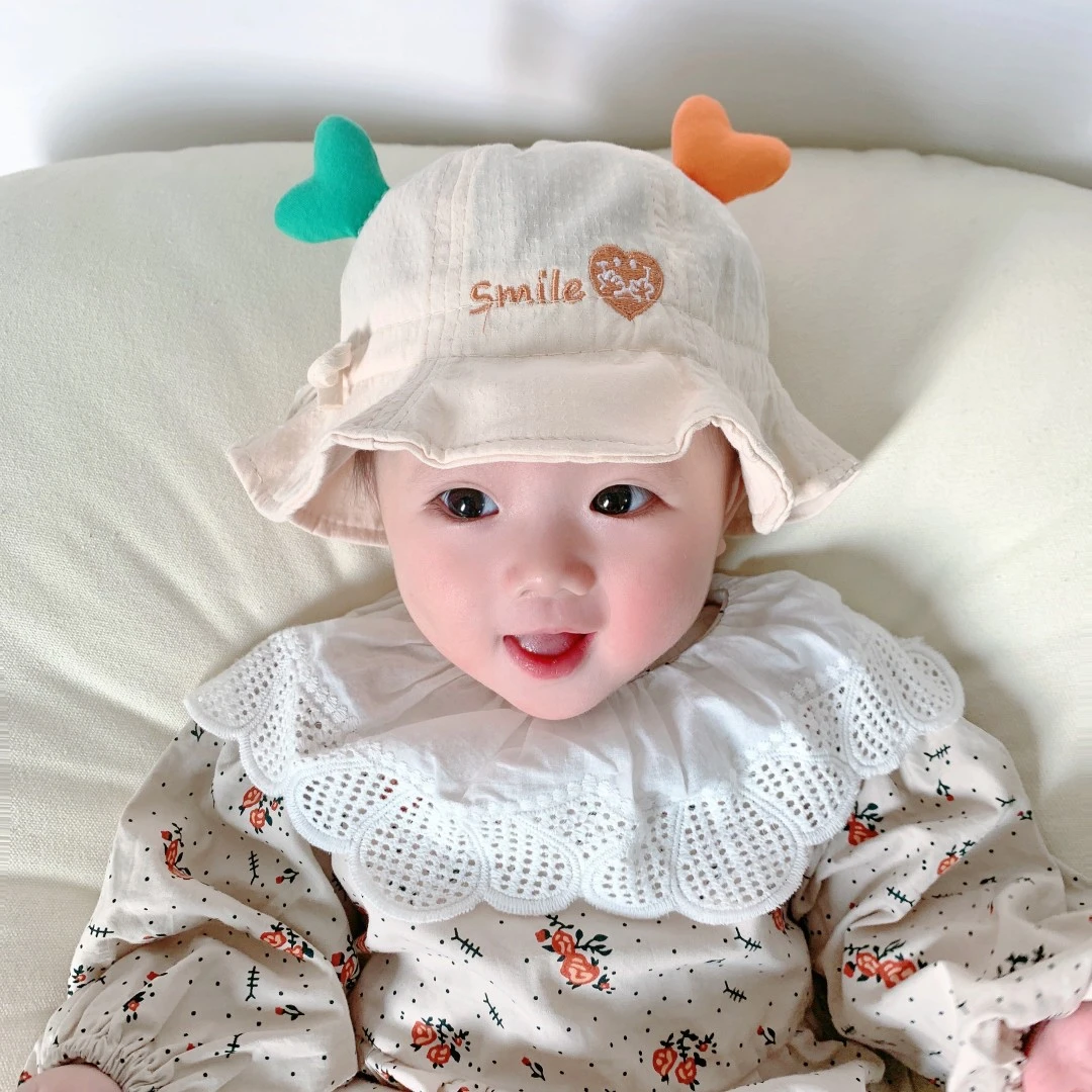 婴儿帽子春秋薄款3-24个月可爱抽绳可调节幼儿宝宝渔夫帽遮阳夏季