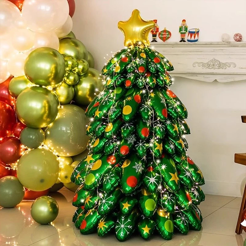 圣诞节装饰立体站立圣诞树铝膜气球DIY手工堆叠场景驾车个人用品