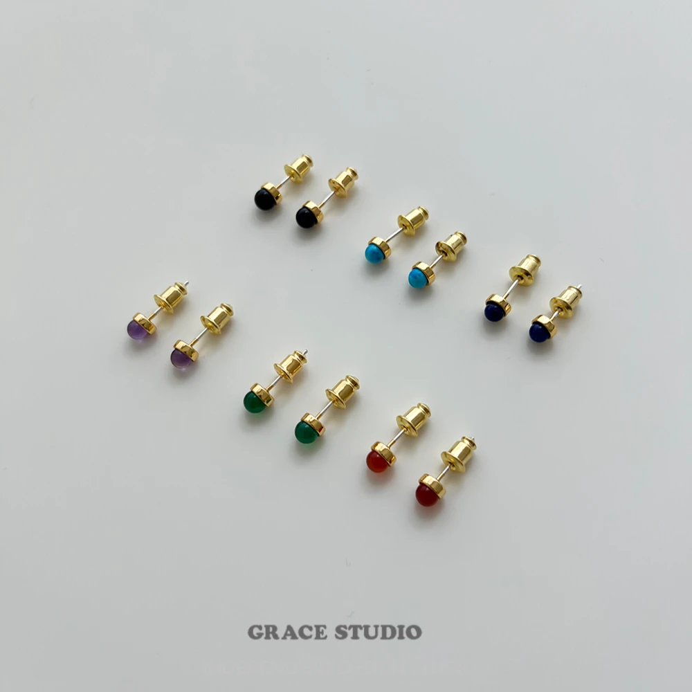铜合金仿水晶耳饰 迷你精致彩色小耳钉女日常休闲耳钉
