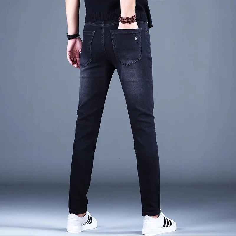 Cebrodz2025新款男士简约黑色名牌牛仔长裤裤子男百搭休闲修身裤
