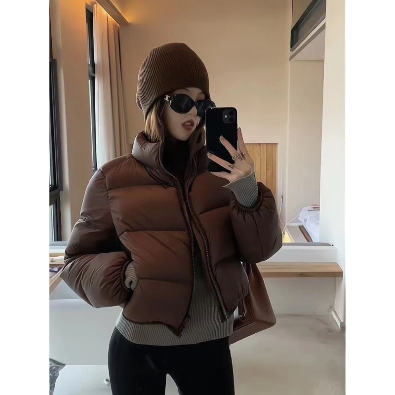 肯豆风羽绒服女短款2023新款高腰加厚小个子时尚洋气冬季欧美外套