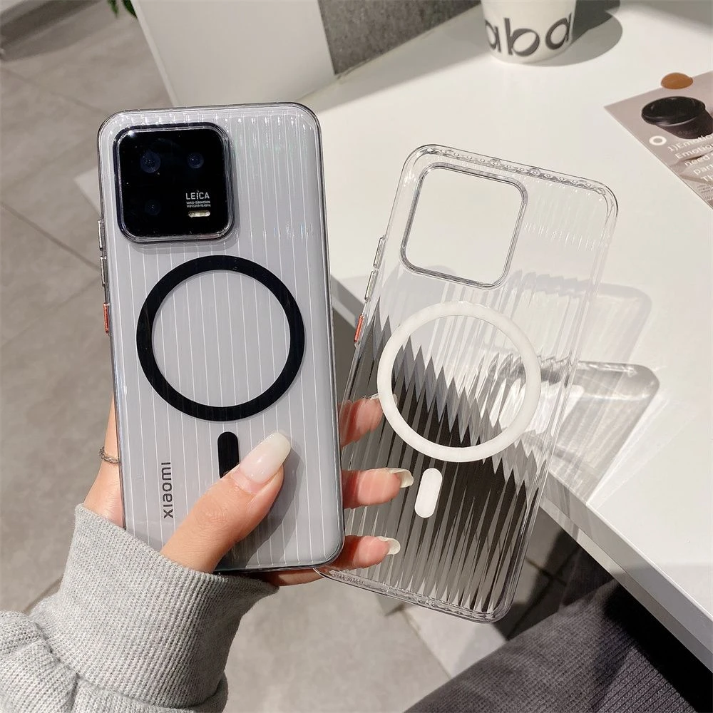 适用瓦楞光栅适用小米14手机壳Xiaomi13Pro磨砂13u半透明超薄散热