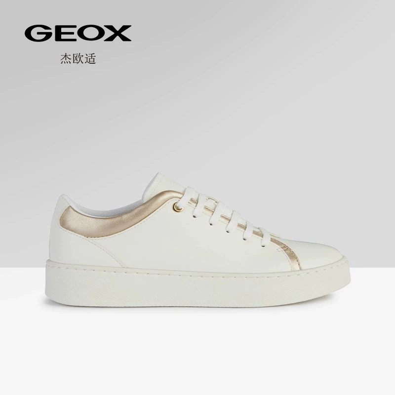 GEOX/杰欧适女鞋百搭早春新款拼色圆头板鞋时尚白色休闲鞋D36QXA