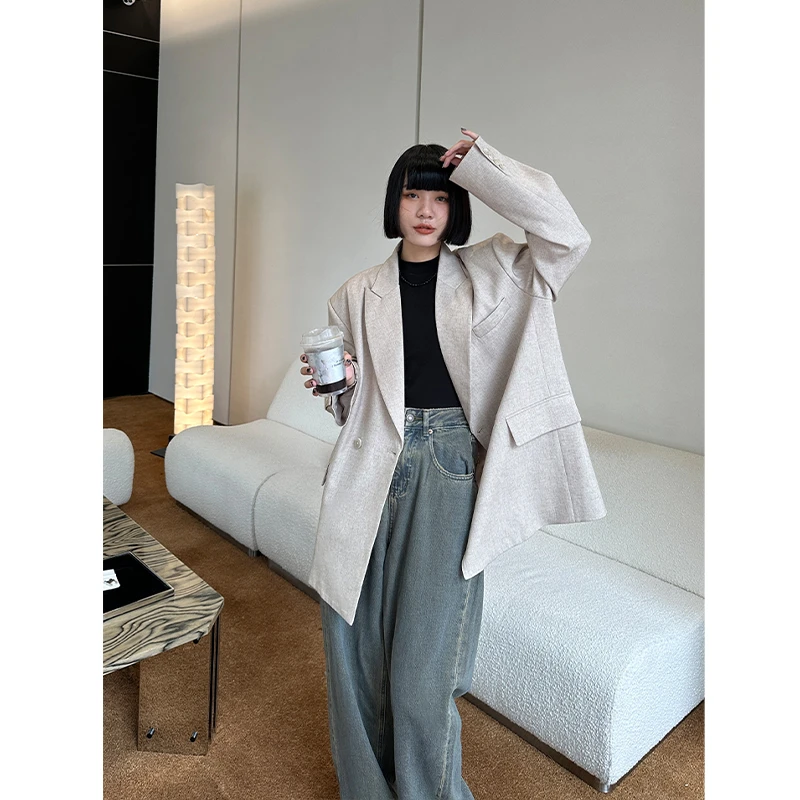 YIYISTUDIO 【燕麦拿铁】2023秋季小众设计款西装外套  YYW3265
