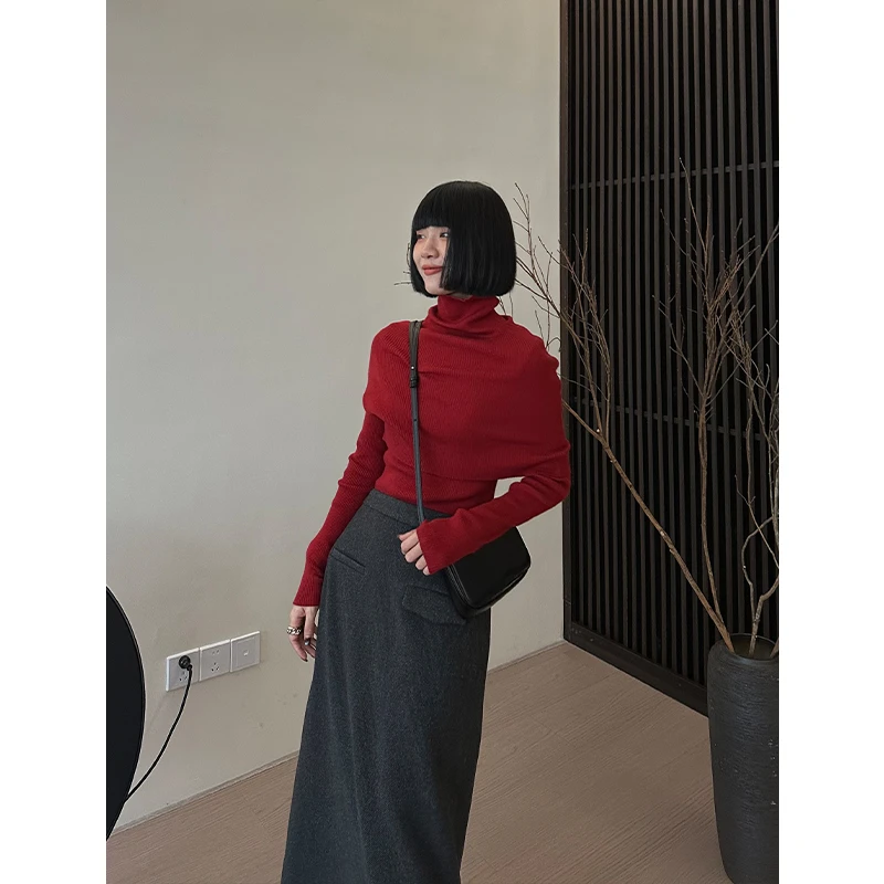 YIYISTUDIO 2023秋季高级叠穿斗篷修身针织衫+披肩套装 YYTZ311