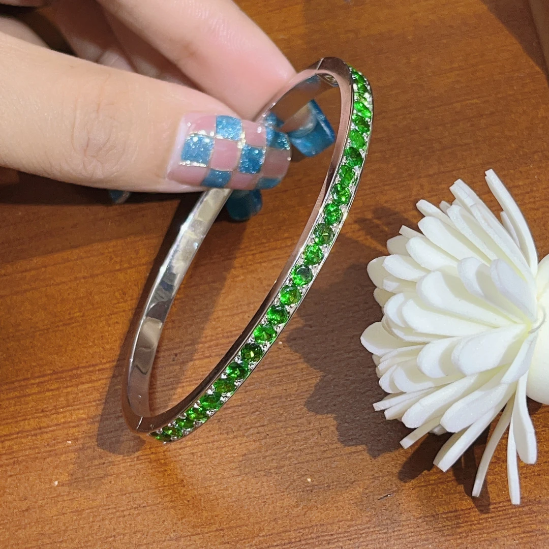 天然沙弗莱手镯卡扎尼绿高品质奢华重工