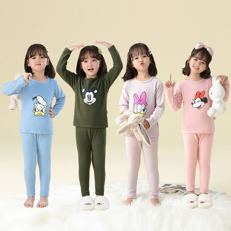 德绒儿童保暖内衣套装男童女童加绒秋衣秋裤宝宝秋冬睡衣家居服暖