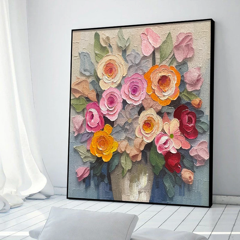 工砂岩画走廊过道客厅现代简铝合金边框单幅中国风油画花8080义乌