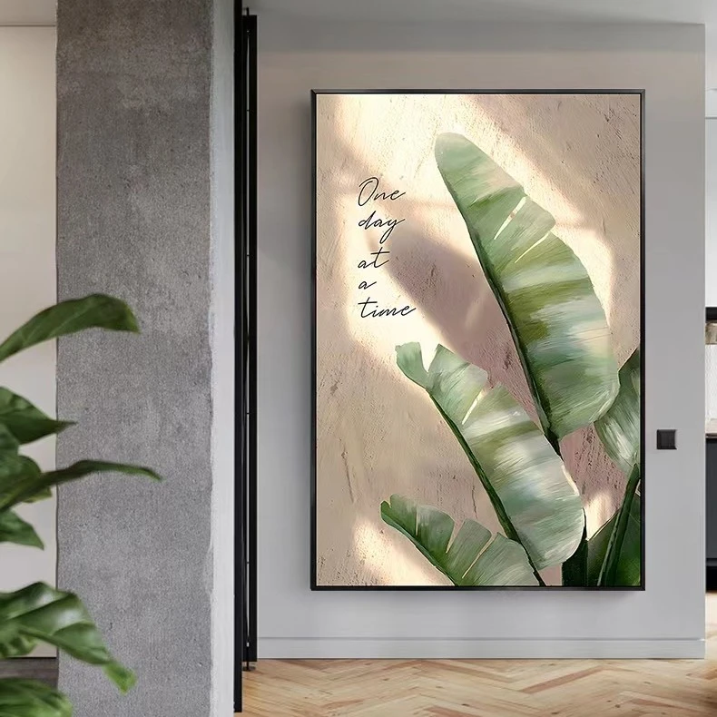 豪客厅沙发背景墙植物装饰画餐厅走廊过道绿植挂画叶子80120义乌