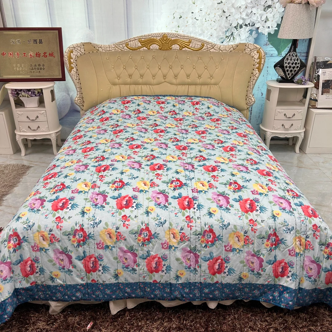 双面刺绣手工纺织亲肤工艺被