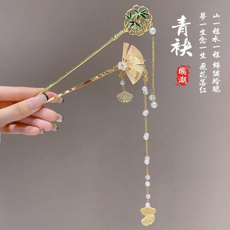 国风新中式古风明制发钗流苏头饰汉服盘发筷子发簪簪子发簪盘头发