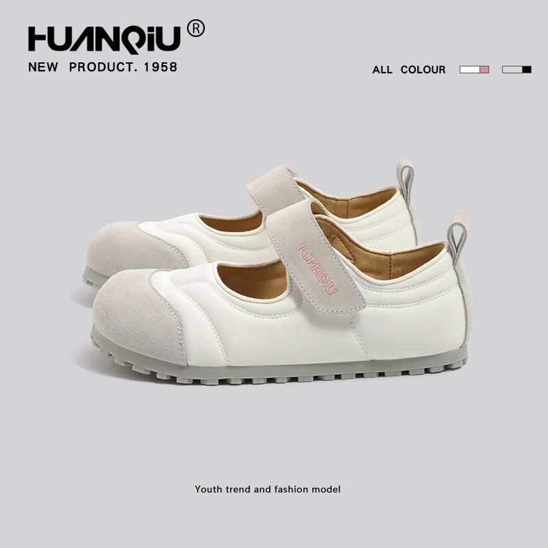 环球玛丽珍女鞋2025新款春季晚晚风小白鞋云朵泡芙鞋平底休闲单鞋