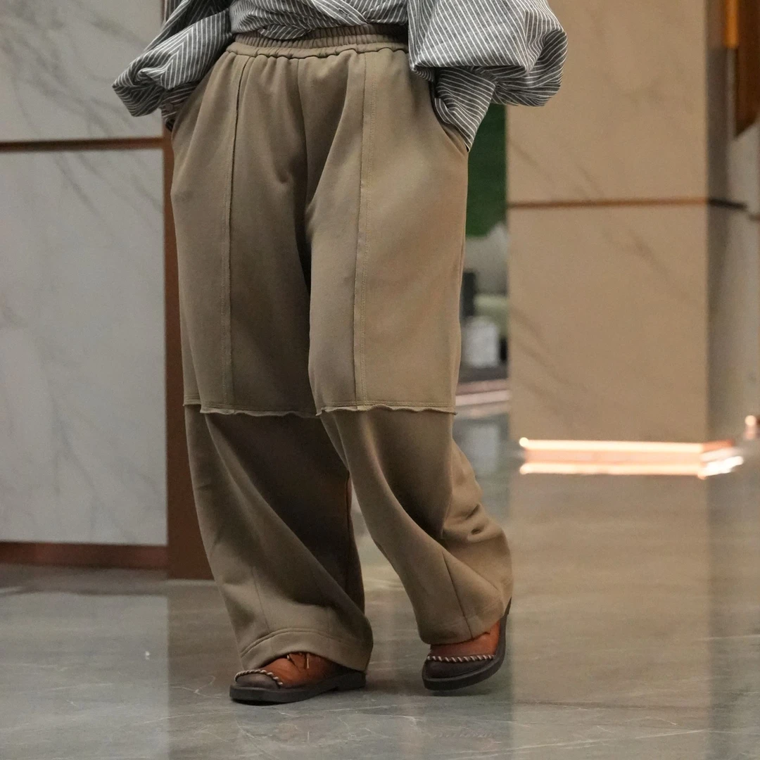 禾记年【浅行】纯色休闲风休闲卫裤做旧潮流百搭秋宽松工装裤子休闲