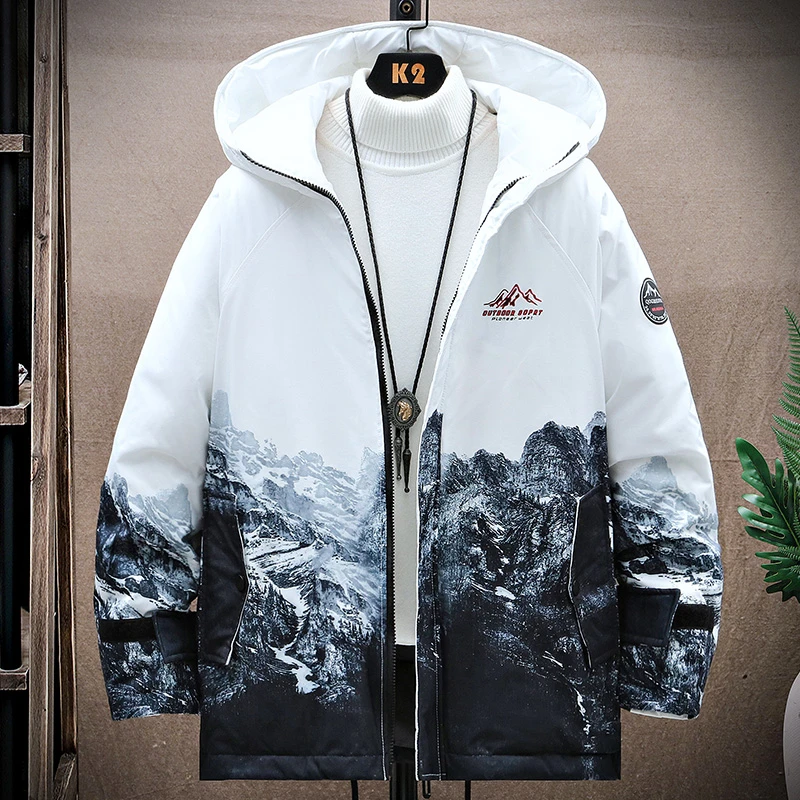 春秋冬季青少年新款加棉加厚潮牌宽松雪山棉衣休闲棉服保暖外套潮