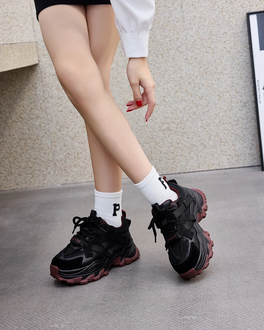 秋季休闲鞋nis潮真皮网红带水钻老爸鞋7cm透气时尚百搭811-22