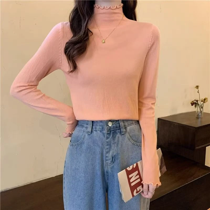 早秋2023年新款网红百搭ins风宽松高领休闲时尚针织外套毛衣女士