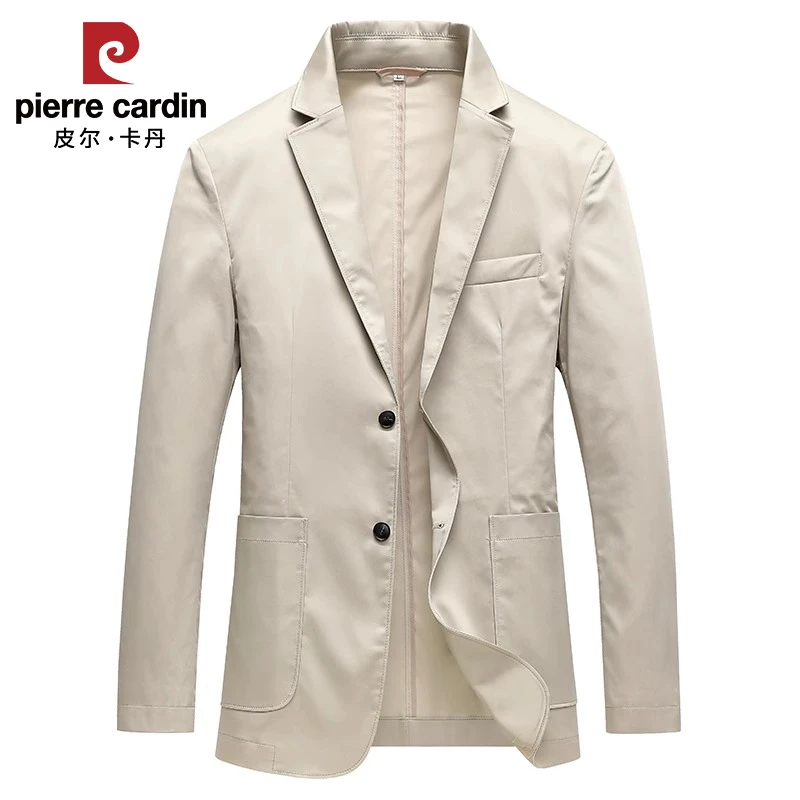 皮尔卡丹高档天丝西服男士春夏新款休闲单西棉质上衣薄款西装外套
